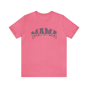 Mama Flag Letters Distressed Women's Short Sleeve Graphic Tee