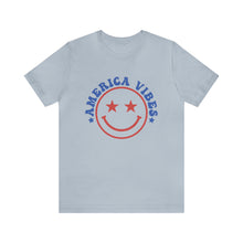 Load image into Gallery viewer, America Vibes Happyface July 4th Women&#39;s Short Sleeve Graphic Tee
