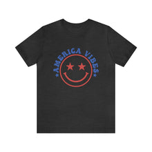 Load image into Gallery viewer, America Vibes Happyface July 4th Women&#39;s Short Sleeve Graphic Tee
