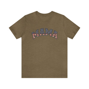 Mama Flag Letters Distressed Women's Short Sleeve Graphic Tee