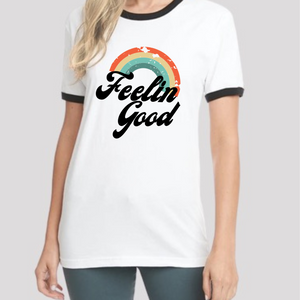 Feelin Good Distressed Vintage Women's Ringer T-shirt