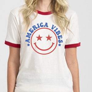 America Vibes Women's Retro Ringer T-shirt