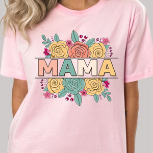 Mama Retro Floral Cutout Women's Short Sleeve Graphic Tee