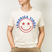 Load image into Gallery viewer, American Vibes Happyface Men&#39;s Short Sleeve Graphic Tee
