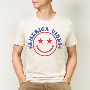 American Vibes Happyface Men's Short Sleeve Graphic Tee