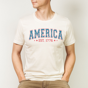 America 1776 Distressed Men's Short Sleeve Graphic Tee