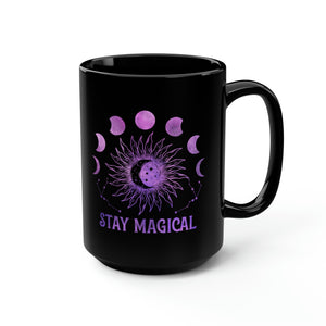 Stay Magical Celestial Purple Black Mug, 15oz