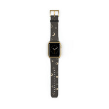 Load image into Gallery viewer, Stars and Moon Black Faux-Leather Apple Watch Band
