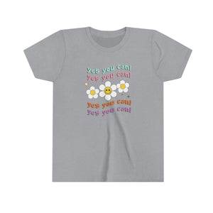 Yes You Can Retro Flowers Girls Youth T-shirt