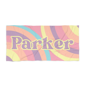 The Parker Rainbow Pastels Custom Name Beach Towel