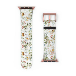 Soft Flowers Faux-Leather Apple Watch Band