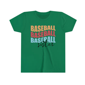 Baseball Sister Graphic Youth Girls Retro T-shirt