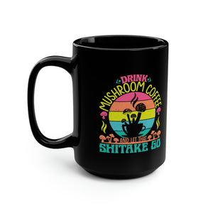 Mushroom Coffee Black Mug, 15oz