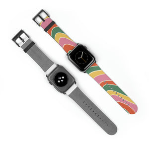 Retro Groove Faux-Leather Apple Watch Band