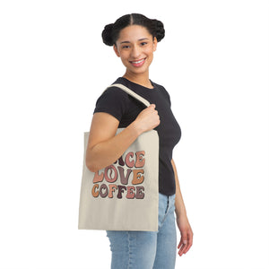 Peace Love Coffee Canvas Tote Bag