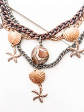 Load image into Gallery viewer, Statement Necklace With Shells, Starfish and Agate Stone
