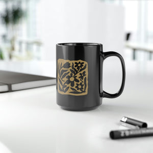 Abstract Garden Mode Black Mug, 15oz