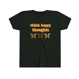 Think Happy Thoughts Butterflies Girls Youth Retro T-shirt