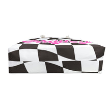 Load image into Gallery viewer, The Hayley Black and Pink Checker Custom Name Weekender/Beach Bag
