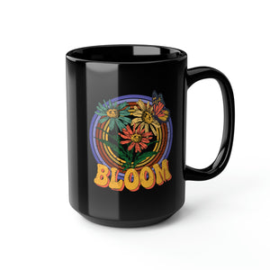 BLOOM RETRO Black Mug, 15oz