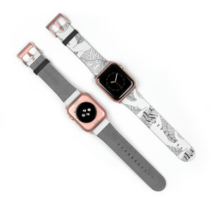 Feathered Leaf Faux-Leather Apple Watch Band