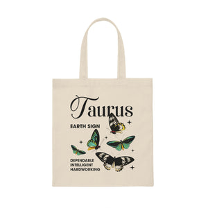 Taurus Butterflies Canvas Tote Bag