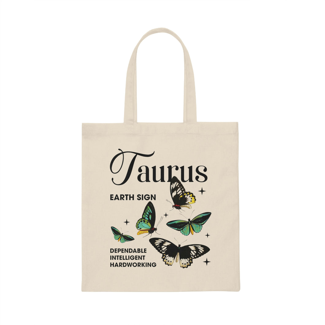 Taurus Butterflies Canvas Tote Bag