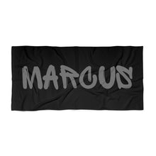 Load image into Gallery viewer, The Marcus Black and Grey Custom Name Beach Towel
