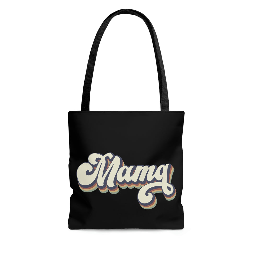 Mama Retro Letters Black High Quality Tote Bags