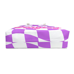 The Hayley Pink and Purple Checker Custom Name Weekender/Beach Bag