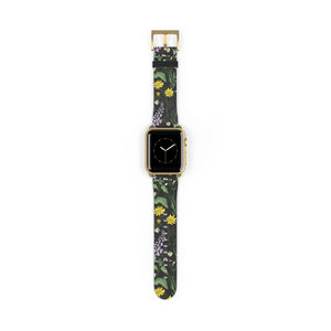 Vintage Flowers Faux-Leather Apple Watch Band