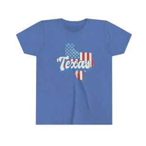 Texas State Red White Blue Girls Youth Retro T-shirt