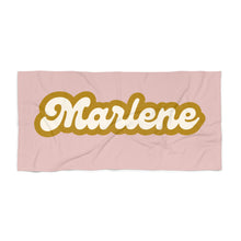 Load image into Gallery viewer, The Marlene Retro Pink and Brown Custom Name Beach Towel
