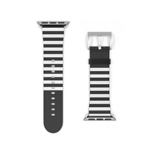 Load image into Gallery viewer, Black and White Stripe Faux-Leather Apple Watch Band
