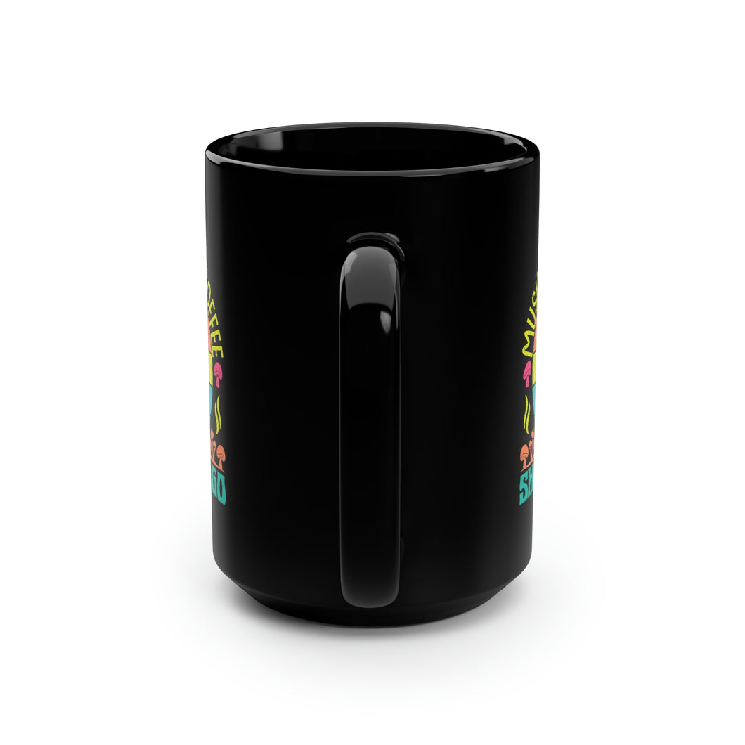 Mushroom Coffee Black Mug, 15oz