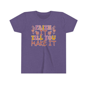 Faith It Till You Make It Youth Girls Retro T-shirt