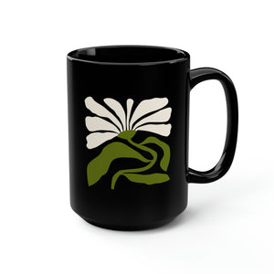 Flower White Abstract Mug, 15oz