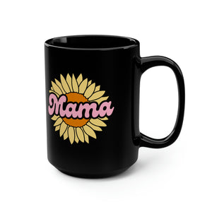 Sunflower Mama Black Mug, 15oz