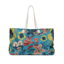 Load image into Gallery viewer, Retro Floral Aqua Weekender/Beach Bag
