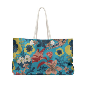 Retro Floral Aqua Weekender/Beach Bag