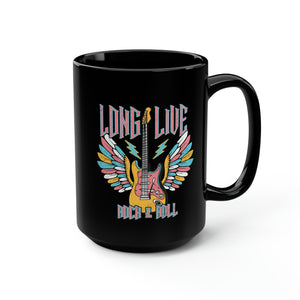 Long Live Rock and Roll Black Mug, 15oz