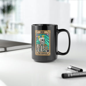 The Coffee Tarot Black Mug, 15oz