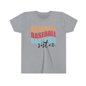 Baseball Sister Graphic Youth Girls Retro T-shirt