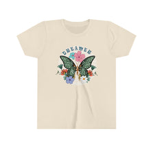 Load image into Gallery viewer, Dreamer Butterfly and Flowers Youth Girls Retro T-shirt
