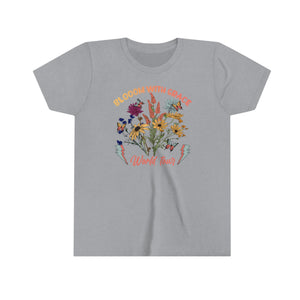 Bloom With Grace Wildflowers Youth Girls Retro T-shirt