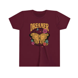 Dreamer Yellow Butterfly Youth Girls Retro T-shirt