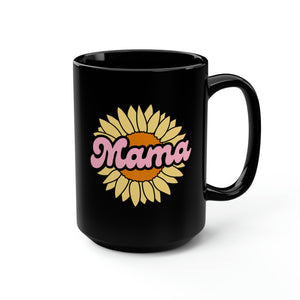 Sunflower Mama Black Mug, 15oz