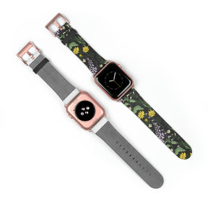 Vintage Flowers Faux-Leather Apple Watch Band