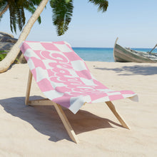 Load image into Gallery viewer, The Hayley Pink and White Checker Custom Name Beach Towel
