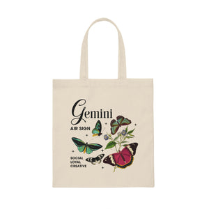 Gemini Butterfly Canvas Tote Bag